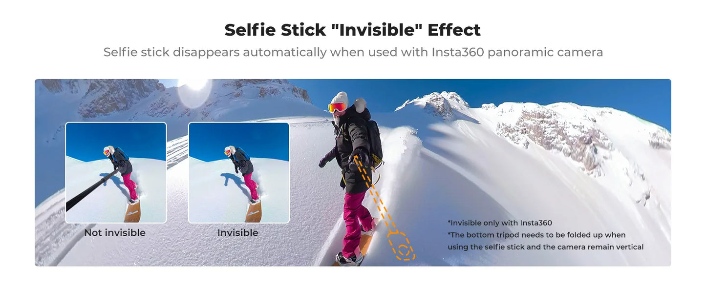 K&F 120cm Invisible Selfie Stick for Action Cameras