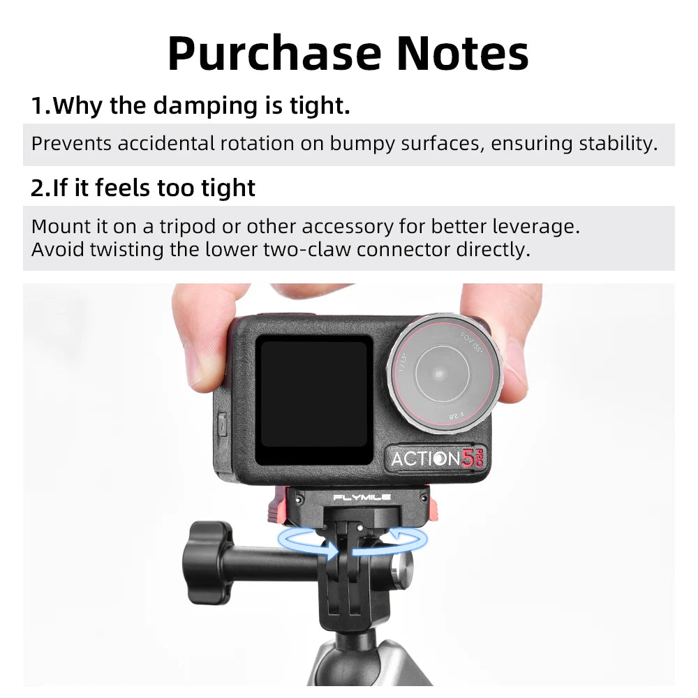Flymile Rotating Magnetic Mount for DJI Osmo Action 3 / 4 / 5 Pro