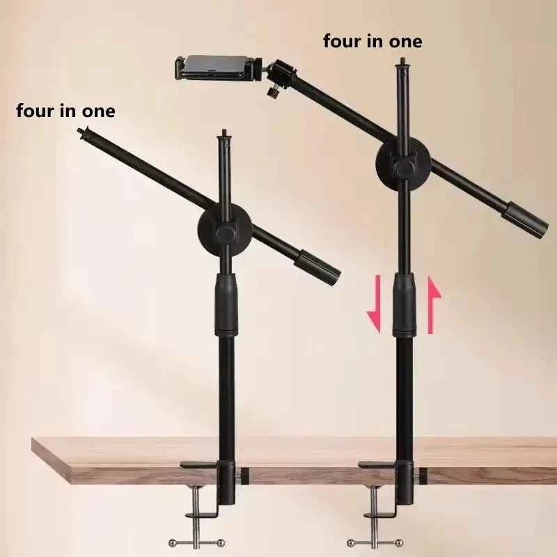 Tabletop Overhead Phone Tripod Stand with Ring Light