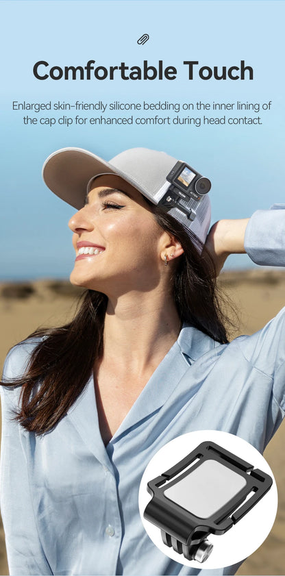TELESIN 2-in-1 Action Camera Head Strap & Hat Clip