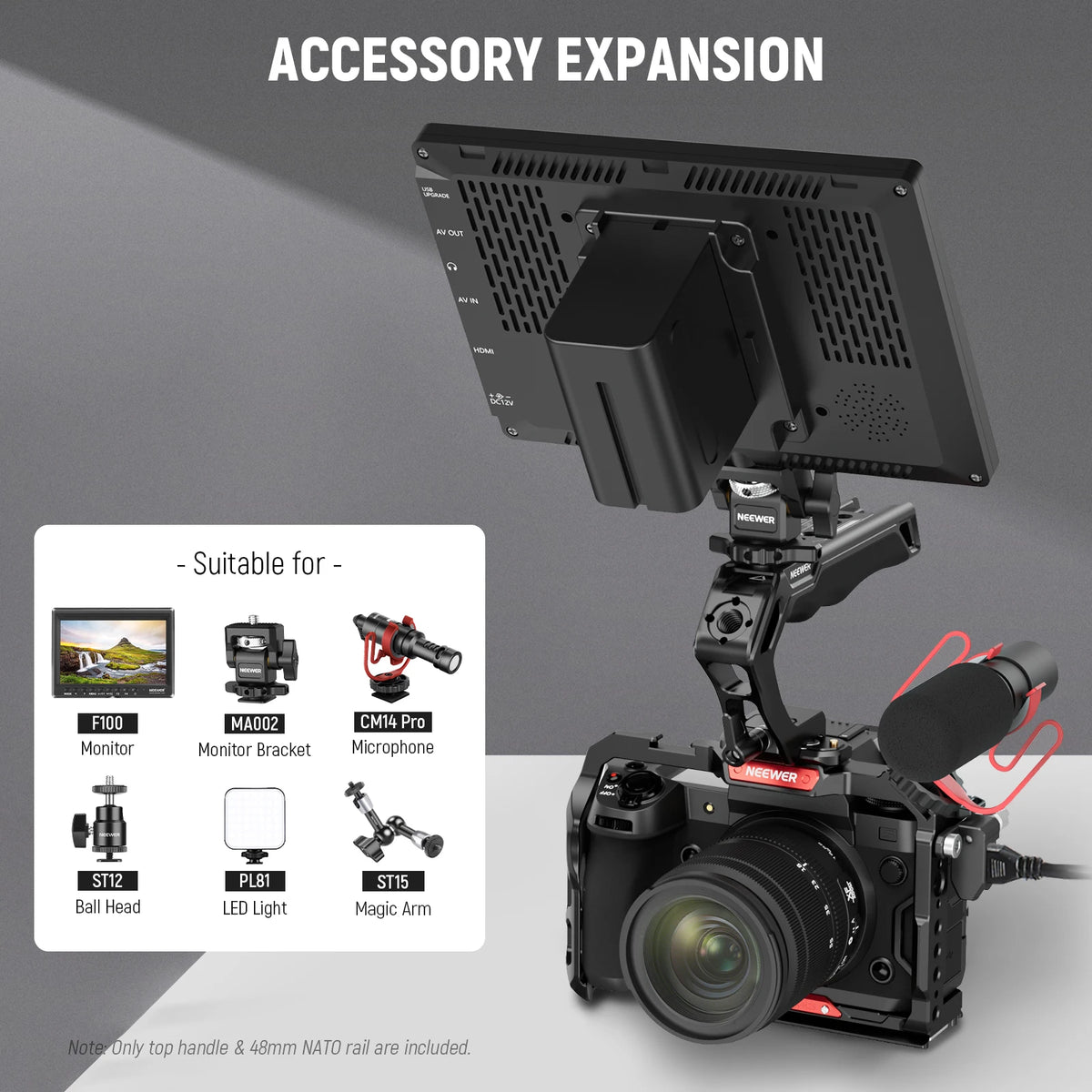 NEEWER Top Handle and NATO Rail Kit for Camera Cages