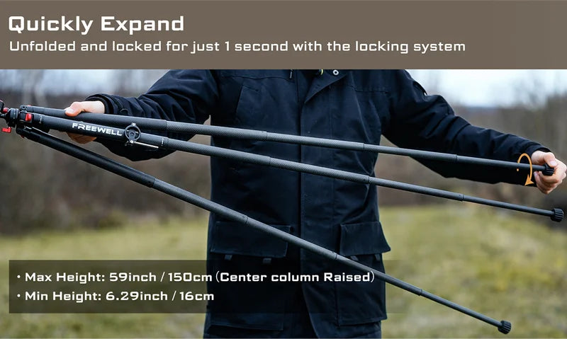 Freewell 1.5m Carbon Fibre Travel Tripod