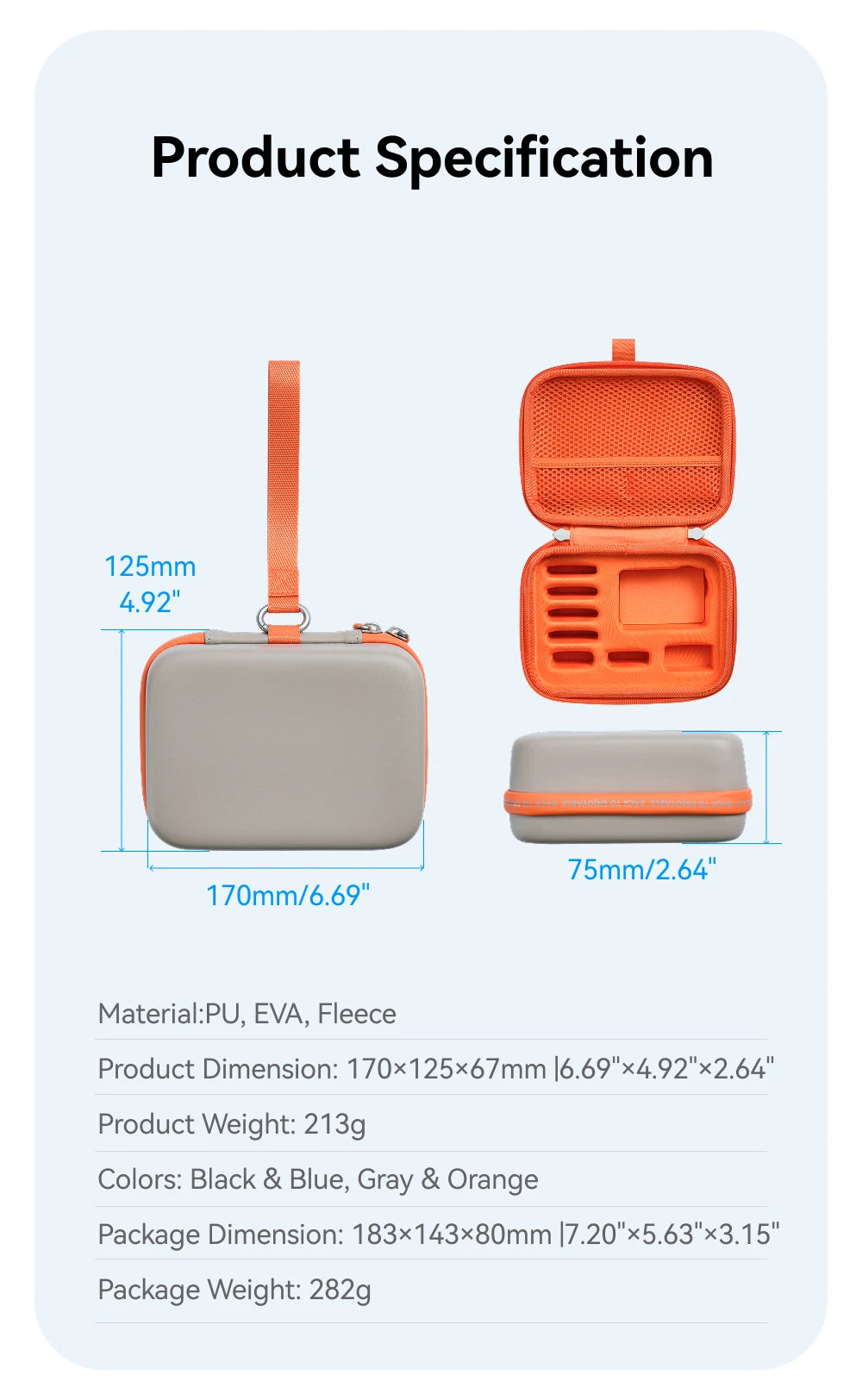 TELESIN Waterproof Action Camera Carrying Case for DJI Osmo Action