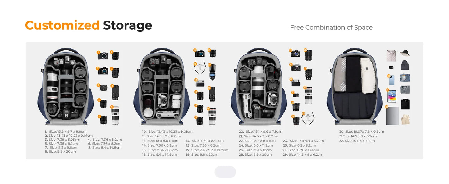 K&F 22L Hard Shell Camera Backpack
