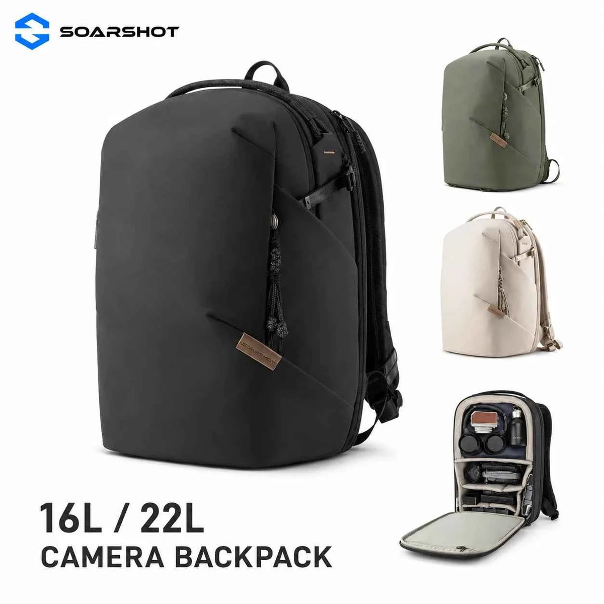 SOARSHOT 16L/22L Water-Resistant Camera Backpack