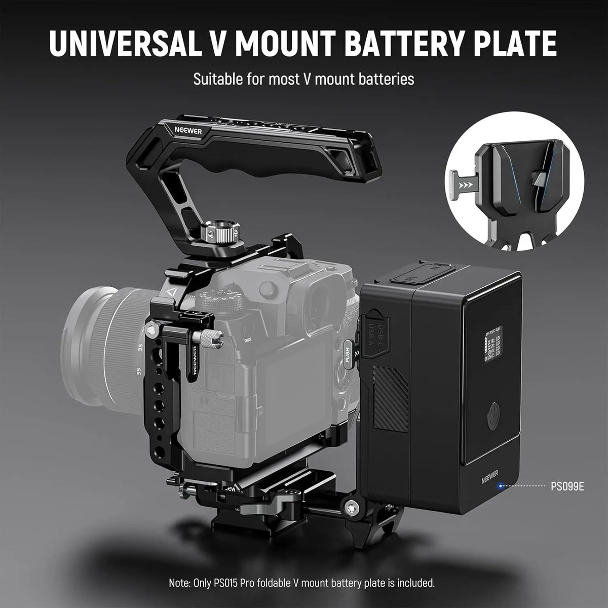 NEEWER Foldable V-Mount Battery Plate with Arca-Type Baseplate
