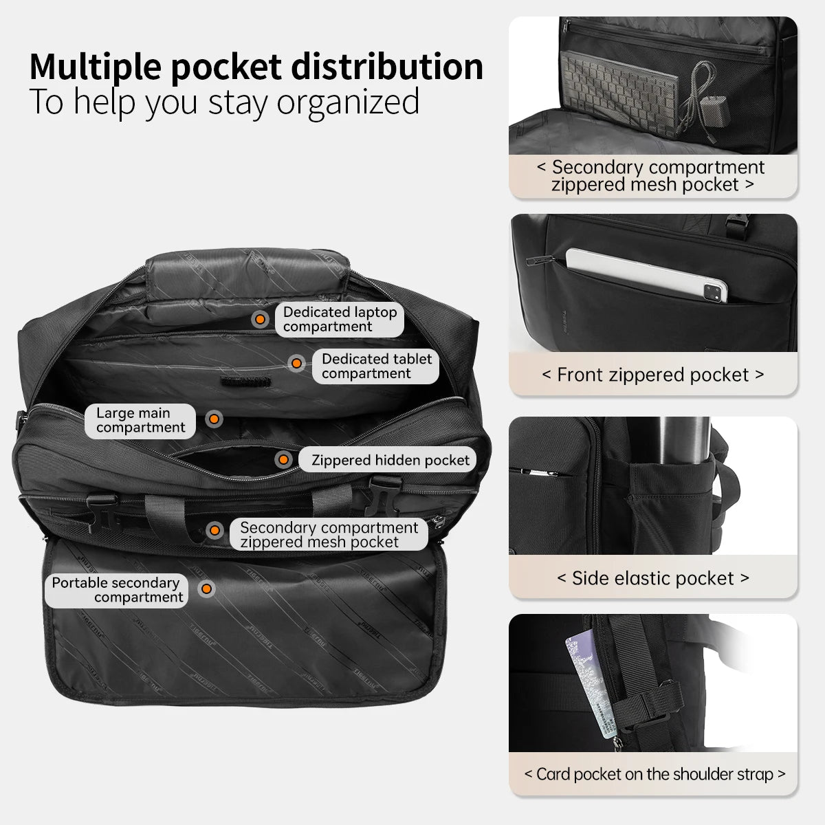TIGERNU 17 Inch 3-in-1 Laptop Travel Backpack
