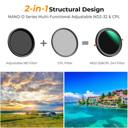 K&F ND2-ND32 Variable ND + CPL Lens Filter