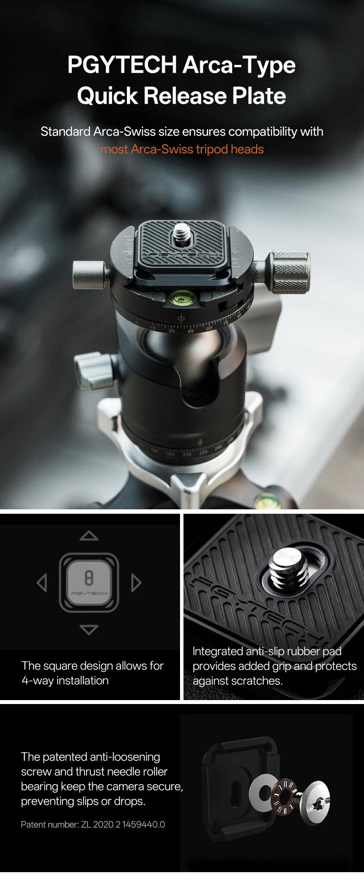 PGYTECH Arca-Type Quick Release Clamp & Plate V2
