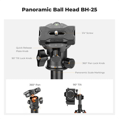 K&F 52cm Desktop Mini Tripod with Ball Head