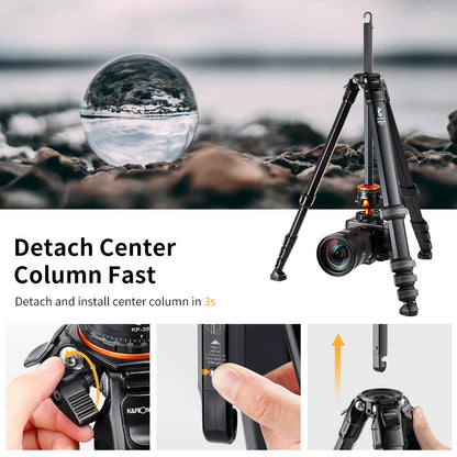 K&F Concept 70-Inch Compact Aluminium Travel Tripod – 15kg Load