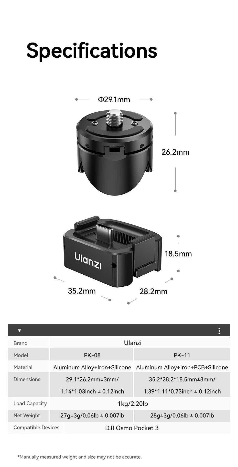Ulanzi Mini Tripod & ARRI Base for DJI Osmo Pocket 3