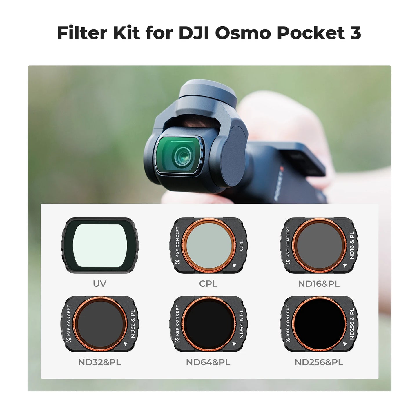 K&F Concept DJI Osmo Pocket 3 Filter & Lens Kit - 1 Blue Streak
