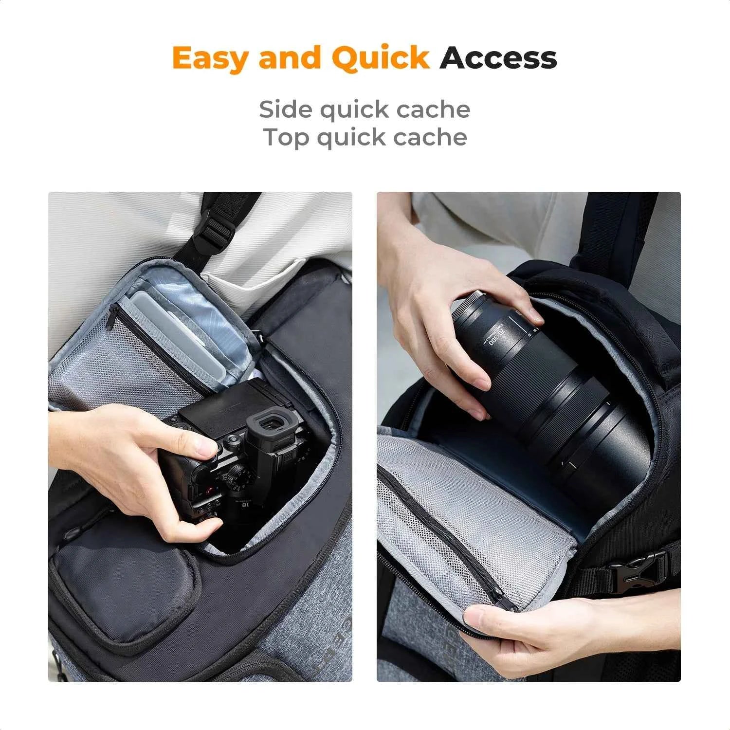 K&F CONCEPT 25L Camera Backpack Shockproof Camera Bag for DSLR/SLR Camera Case with Tripod Strap and Rain Cover for 15" Laptop