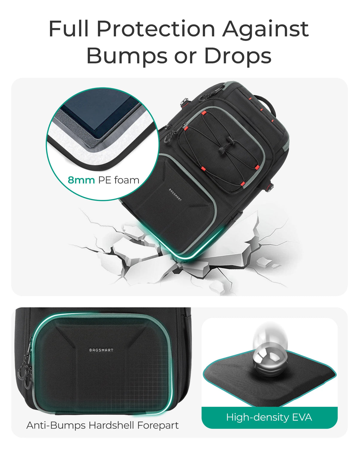 BAGSMART Camera Backpack with 15.6 Inch Laptop Compartment