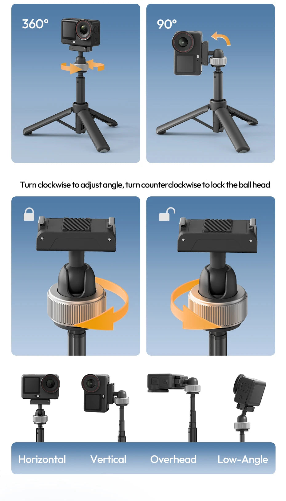 Ulanzi MT95 Mini Tripod & Selfie Stick for Action Cameras