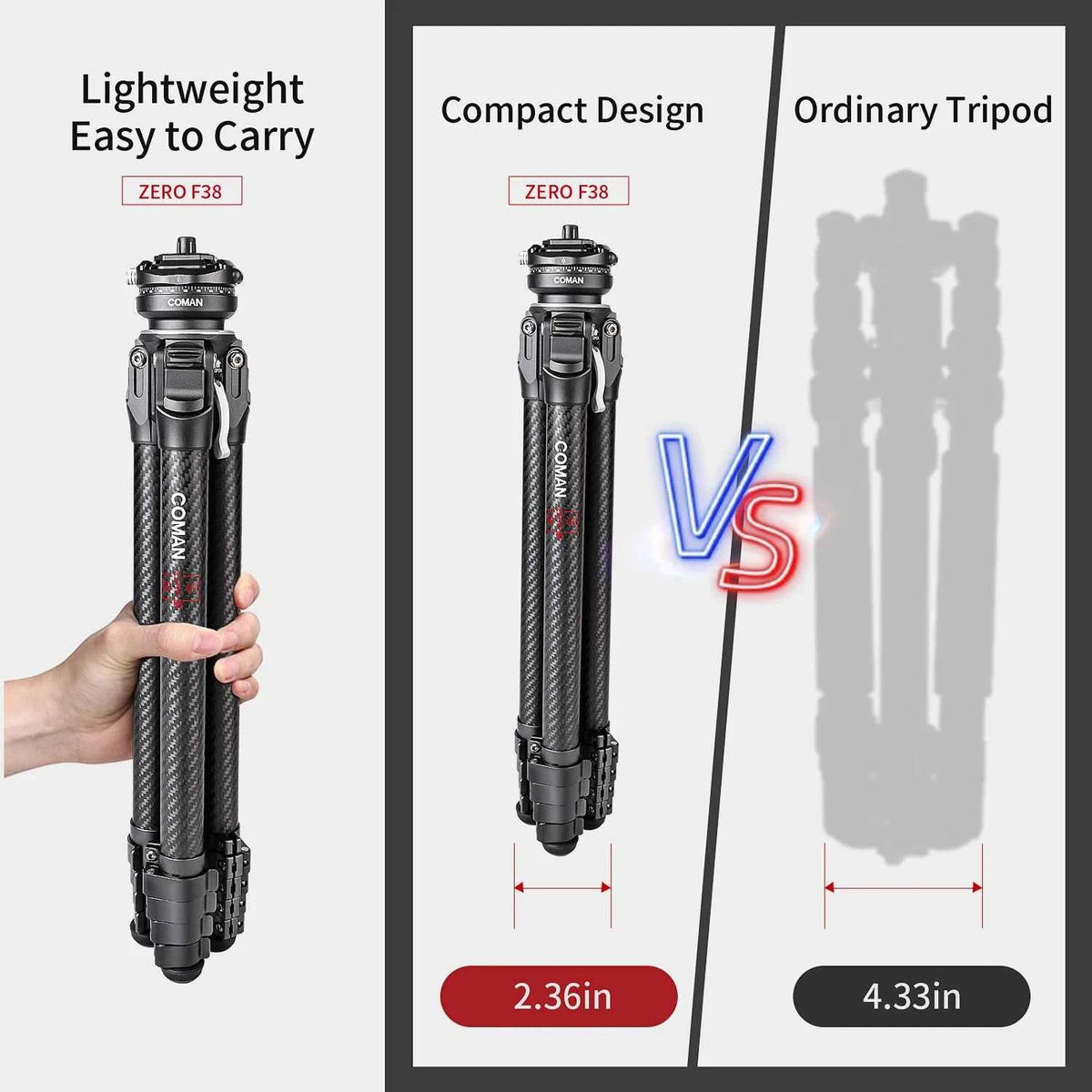 COMAN Zero F38 Carbon Fibre Travel Tripod