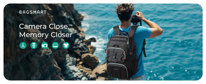 BAGSMART Camera Backpack with 15.6 Inch Laptop Compartment
