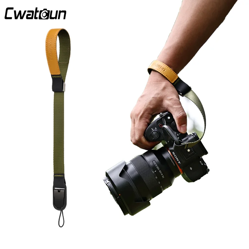 Camera Hub Essentials Leather & Nylon Quick Release Wrist Strap - Blue