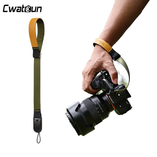 Camera Hub Essentials Leather & Nylon Quick Release Wrist Strap - Blue