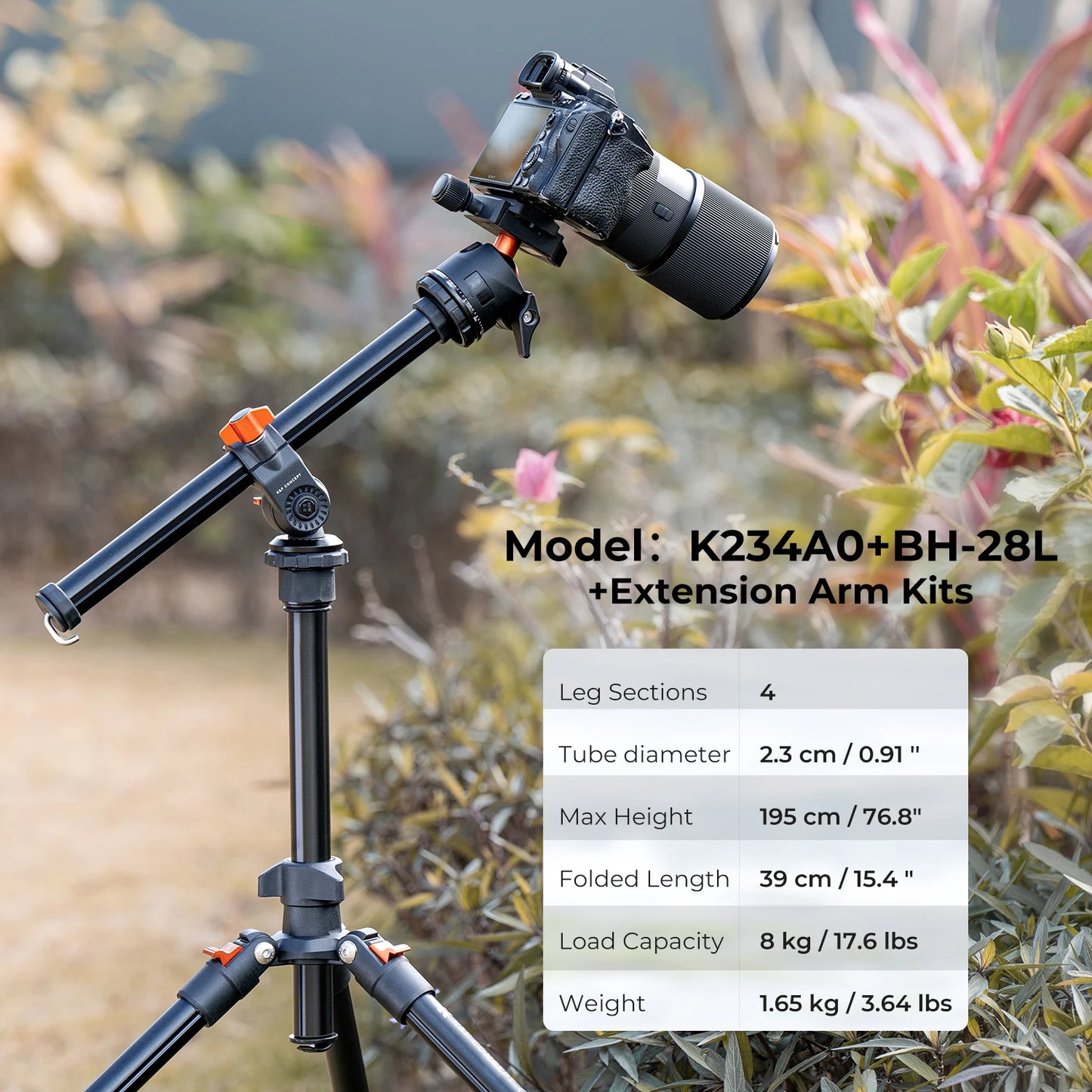 K&F Concept 76.7-Inch Multi-Angle Camera Tripod with Phone Mount