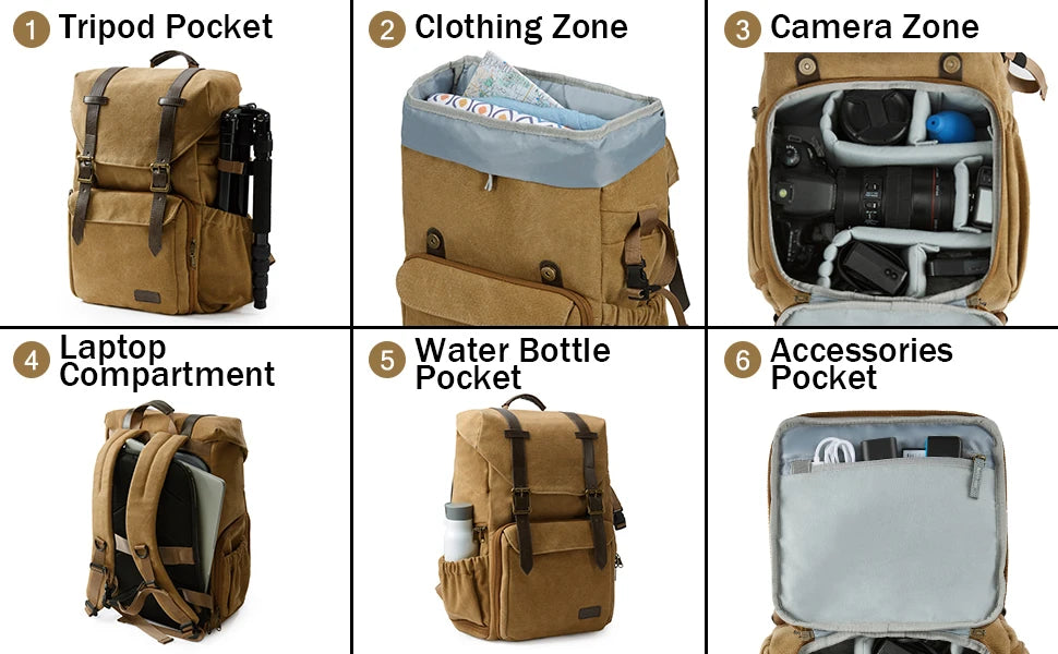 BAGSMART Waterproof Camera Backpack with Tripod Holder