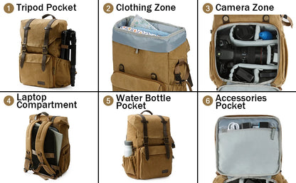 BAGSMART Waterproof Camera Backpack with Tripod Holder