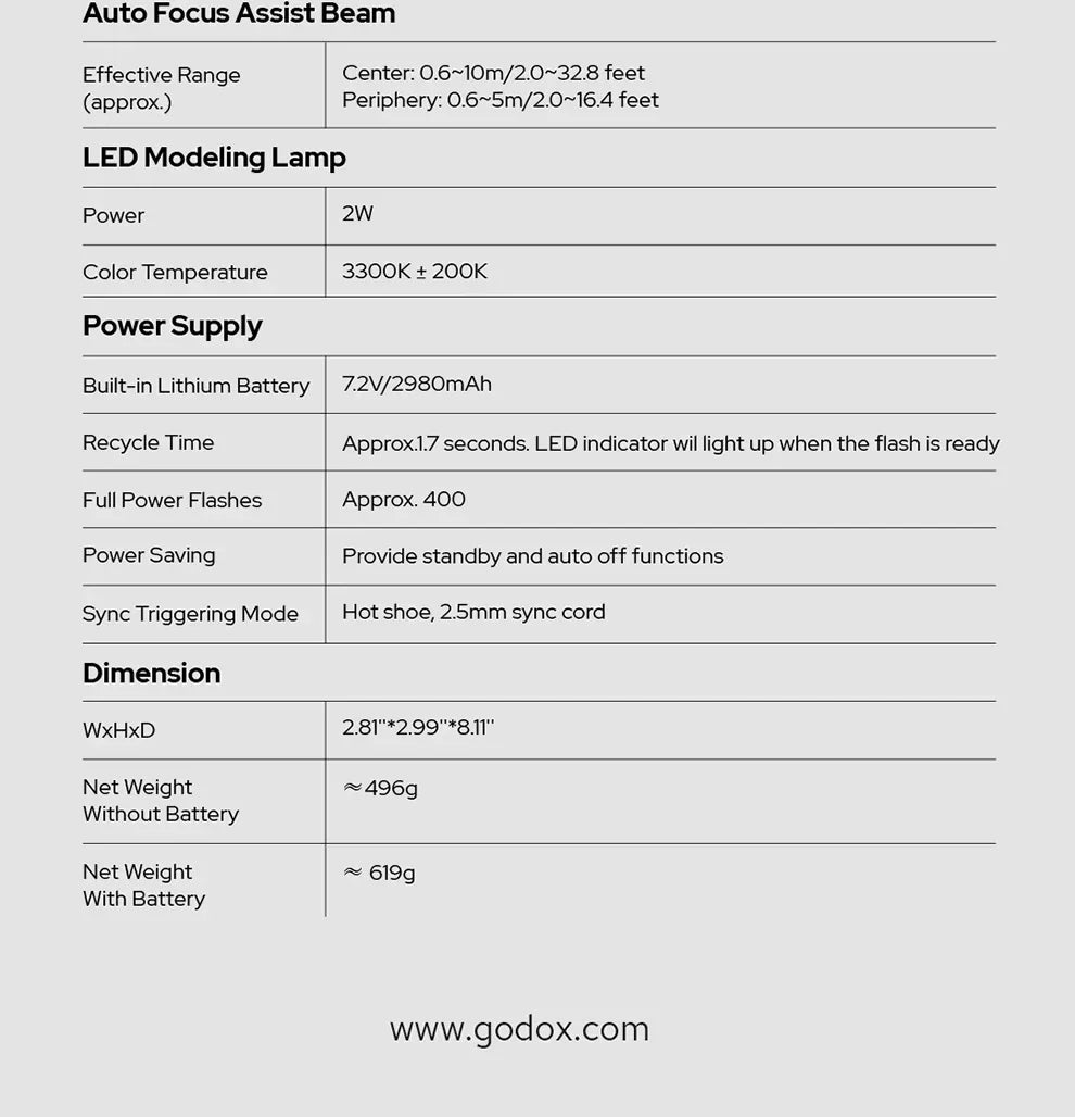 Godox V100 100Ws TTL Round Head Camera Flash