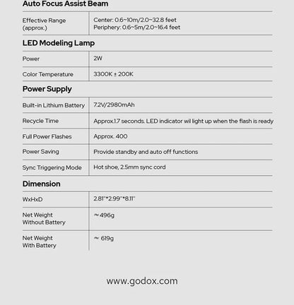 Godox V100 100Ws TTL Round Head Camera Flash