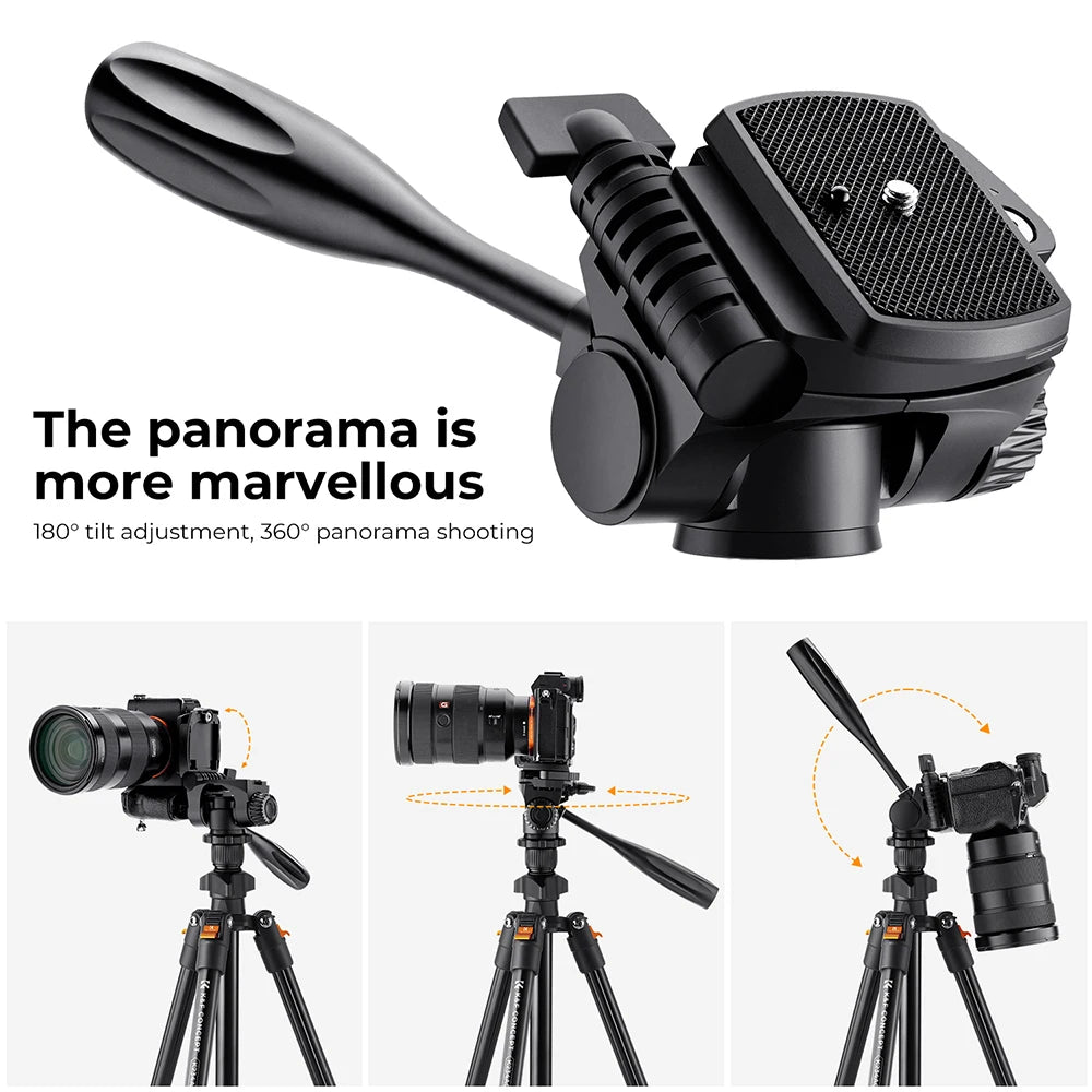 K&F 162cm Aluminium Video Tripod with Phone Holder