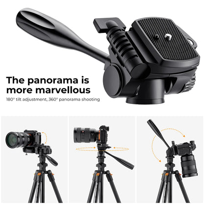 K&F 162cm Aluminium Video Tripod with Phone Holder