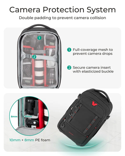 BAGSMART Rolling Camera Bag Backpack