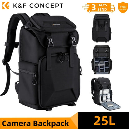K&F Concept 25L Camera Backpack with 15.6-Inch Laptop Compartment