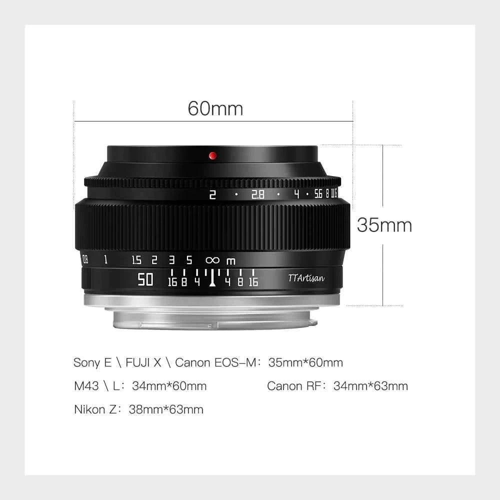 TTArtisan 50mm f/2 Full Frame Manual Focus Lens