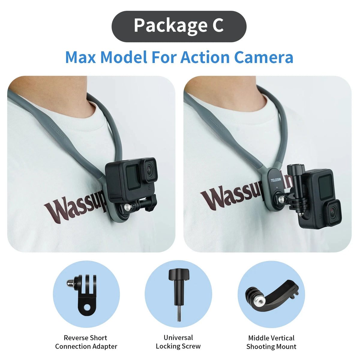 TELESIN Silicone Neck Mount for Action Cameras & Phones
