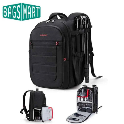 BAGSMART Expandable Camera Backpack with 15.6 Inch Laptop Compartment