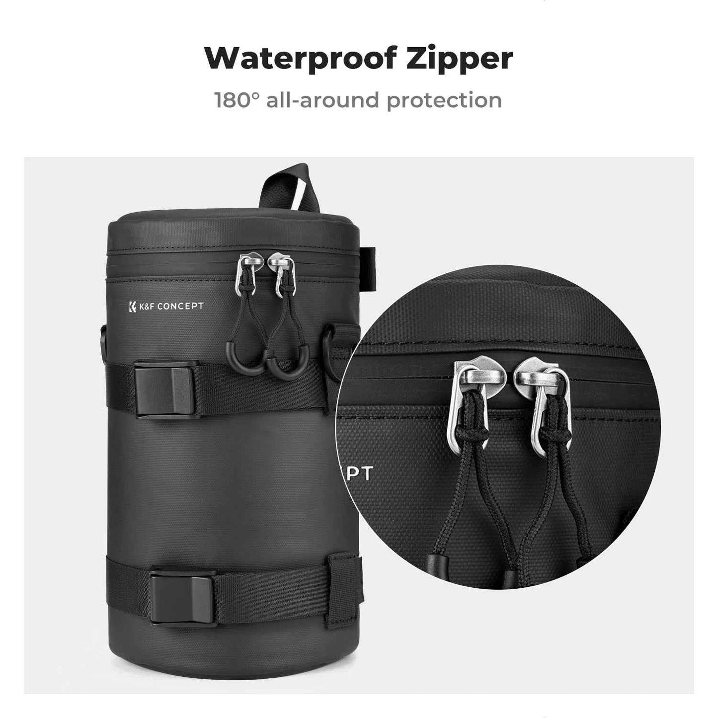 K&F CONCEPT Camera Lens Pouch Cases Lens Bags Waterproof Zipper Lens Protective Bag for Multiple Size 1-22cm DSLR Camera Lenses