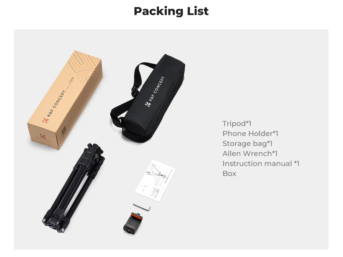 K&F Concept O234A1 Aluminium Travel Tripod