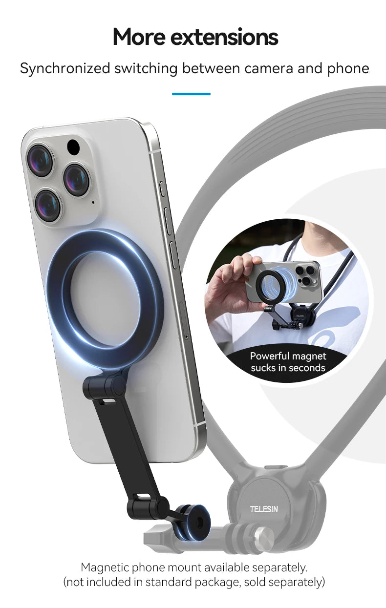 TELESIN 2-in-1 Neck Mount for Phone & Action Camera