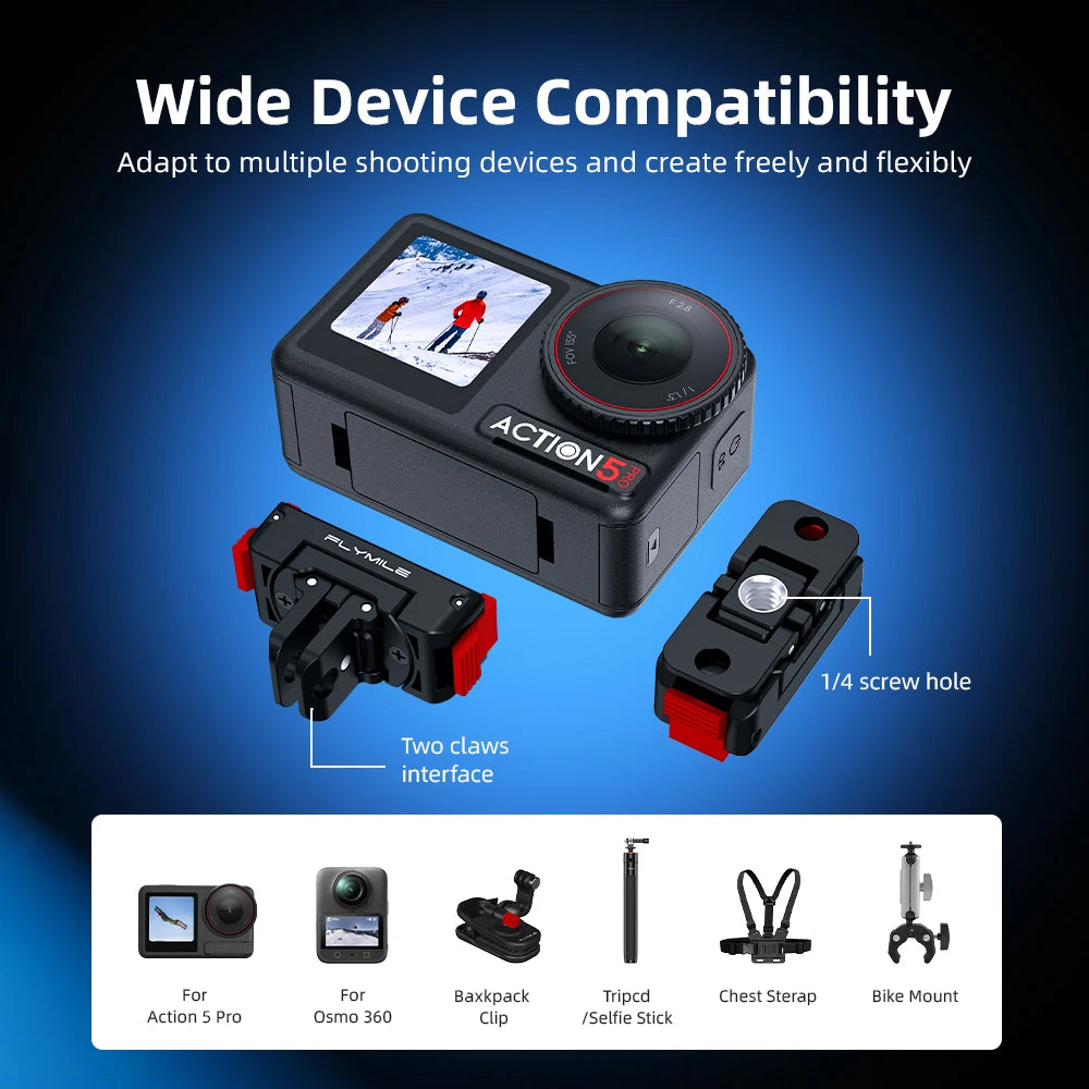 Flymile Rotating Magnetic Mount for DJI Osmo Action 3 / 4 / 5 Pro