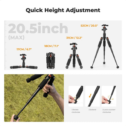 K&F S225A0 52cm Mini Desktop Tripod with Ball Head