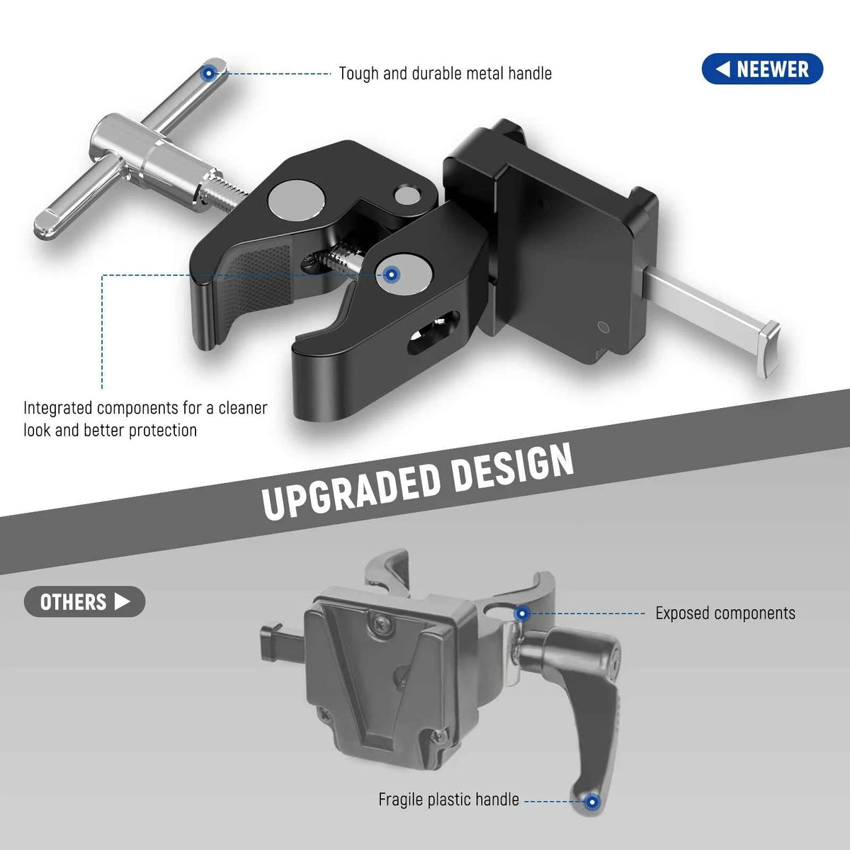 NEEWER Mini V-Mount Battery Plate with Super Crab Clamp