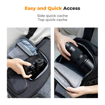 K&F Concept 25L Camera Backpack with Tripod Strap & Rain Cover
