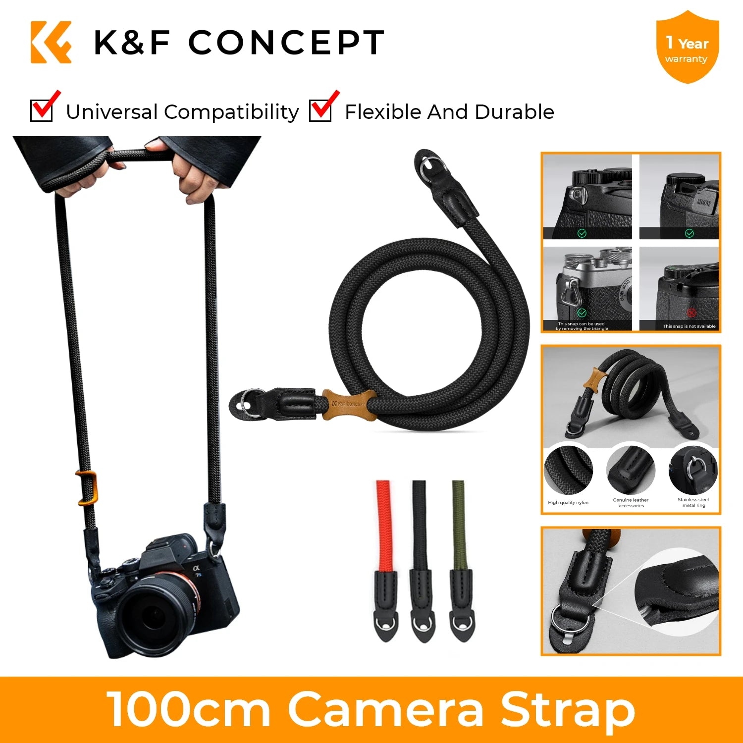 K&F Concept 100cm Nylon Rope Camera Strap