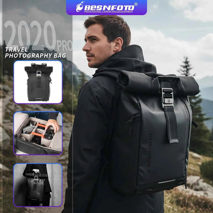 Besnfoto Waterproof Rolltop Camera Backpack
