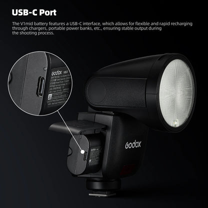 Godox V1 Mid TTL Li-Ion Round Head Camera Flash - V1 mid US