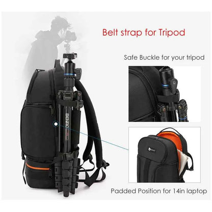 15.6 Inch Laptop Camera Backpack with Reflective Stripe