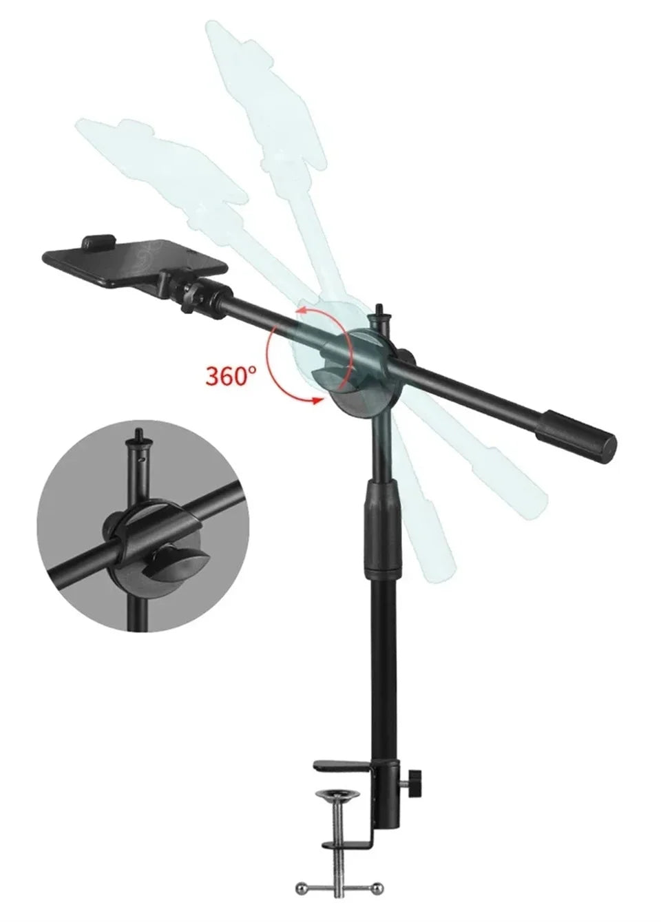 Tabletop Overhead Phone Tripod Stand with Ring Light