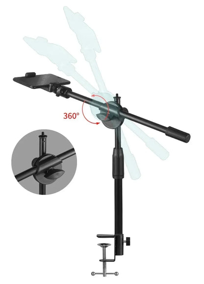 Tabletop Overhead Phone Tripod Stand with Ring Light