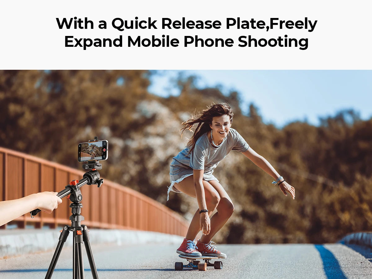 K&F Concept 76.7-Inch Multi-Angle Camera Tripod with Phone Mount